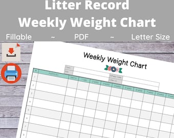 Weekly Puppy Weights Chart - Breeder Litter Records/Forms