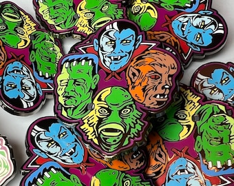 Vibrant Classic Monsters 2" hard enamel pin