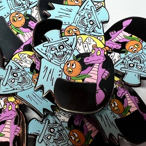 Orange Bird & Figment confront Hatbox Ghost 2&quot; hard enamel pin