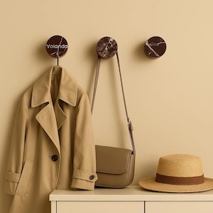 Natuurlijk rossomarmer muurhaken, marmeren muurhaken, boho muurhaken om op te hangen, decoratieve muurhaken, lasergegraveerd jassen hoeden muurhaken