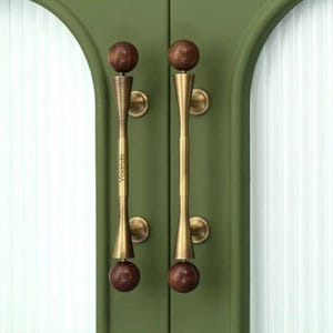 Quiet Style Walnut cabinet cupboard knobs handles Wabi sabi walnut wood drawer dresser knob pulls laser engraved Ball Wardrobe handles knobs