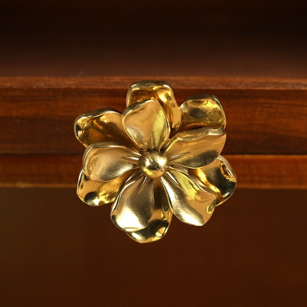 Camellia cabinet Knobs, flower solid brass Drawer pull Wardrobe handle Pulls, art decor Dresser Knobs Handles, DIY Furniture hardware