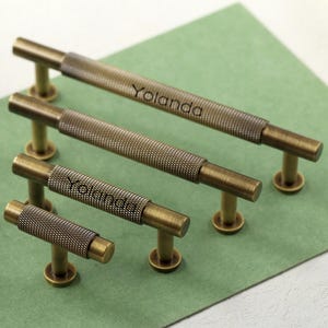 Antiek messing gekartelde kastgrepen Trek, satijn messing deurgrepen, ladeknoppen handgrepen, lasergegraveerde kastknoppen handvat