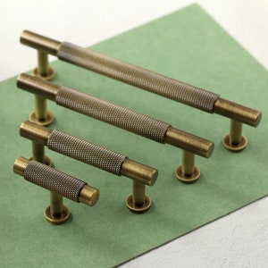 Antique Brass Knurled Cabinet Handles Pull, Satin Brass Door Pulls Handles, Drawer Knobs Handles, Wardrobe Knobs handle, Cabinet Hardware