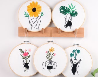 Embroidery feminist kit, embroidery kit beginner, plants embroidery kit, female embroidery kit, diy Kit for her, Mothers Day YP147