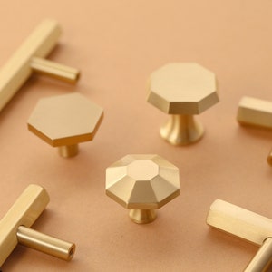 Solid Brass Drawer Knobs Pulls Gold Dresser Knobs Hexagon Brass Cabinet pulls handle Kitchen Handles Wardrobe handle pull,Cabinet Hardware