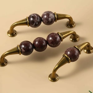Vintage Rosso Levanto Cabinet Cupboard knobs Antique Rosso Marble Dresser Wardrobe knobs handles Mid‑century Marble Drawer kitchen knob pull
