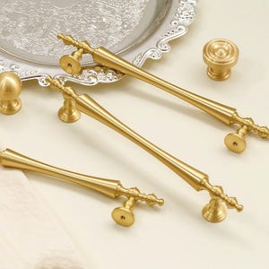 Solid Brass Cabinet Pulls knobs, Texture Gold Dresser Knobs handle, Cupboard Drawer Pulls Knobs Handles, Wardrobe handle Furniture Hardware