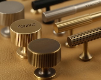 Aged Brass Cabinet Handles Pull,Gold striped Brass Door Handles,laser engraved Drawer Pulls Knobs Handles Cupboard Wardrobe Knob handle pull