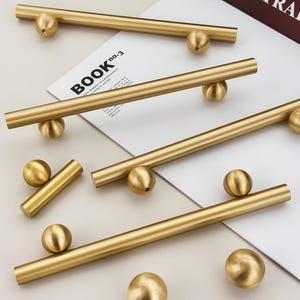 Gebürstetes Messing Kabinett Griffe Pulls, Vintage Bronze Messing Schublade Pulls Ball Knobs Griffe, Schrank Türknauf Griff, Möbelbeschläge