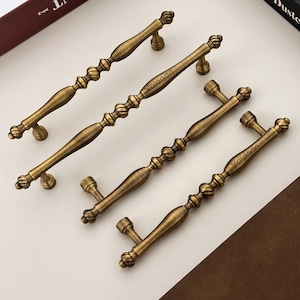 Antiek messing kastgrepen trekken, vintage bronzen deurgrepen, ladegrepen knoppen handgrepen, doe-het-zelf lasergegraveerde kastknop handvat pull
