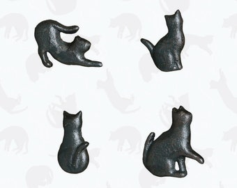 Tiradores de perillas de gabinete de gato negro, perillas de manijas de cajón de gato vintage, manija de perillas de tocador de gabinete de gatito perezoso, perillas de armario, decoración única del hogar