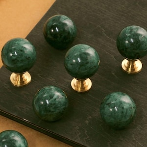 Naturgrön marmor Skåphandtag Lyxiga sten Lådhandtag Garderobsknoppar, Möbelbeslag