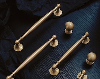 Premium Cabinet Handles Pulls Satin Gold Drawer Pulls Knobs Handles Wardrobe Knob handle pull,Gold Brass Door Handles,DIY Furniture Hardware