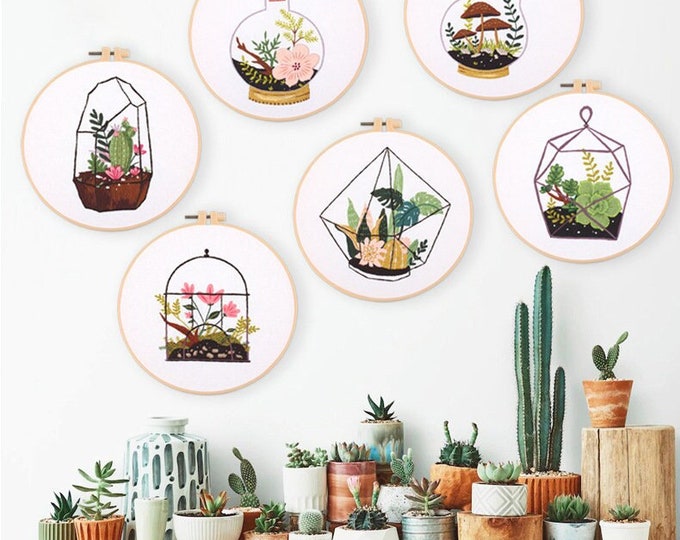 Succulent Embroidery Kit for Beginner Embroidery Kit Plants Etsy