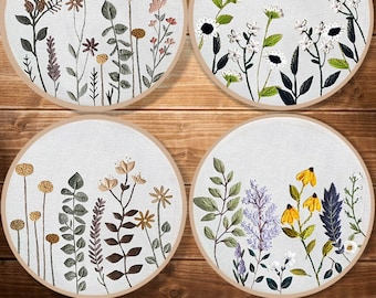 Embroidery Kit Beginner, embroidery kit floral, botanical herb embroidery kit, diy Kit Embroidery,diy Kit adult, Mothers Day YP198