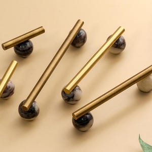 Natural Calacatta Viola Marble Dresser Wardrobe handle knobs Neutral Marble Antique brass Drawer Cabinet Kitchen Bar pull knobs Home decor