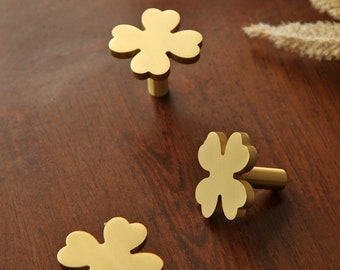 Lucky Clovers Drawer Knobs, Classical Gold Cabinet Pulls Knobs Dresser Knobs Handles, Cupboard Wardrobe handle Pulls, DIY Furniture hardware