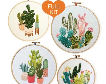 Embroidery Kit Beginner, embroidery kit cacti, cactus embroidery kit, diy Kit Embroidery,diy Kit adult, Mothers Day YP001