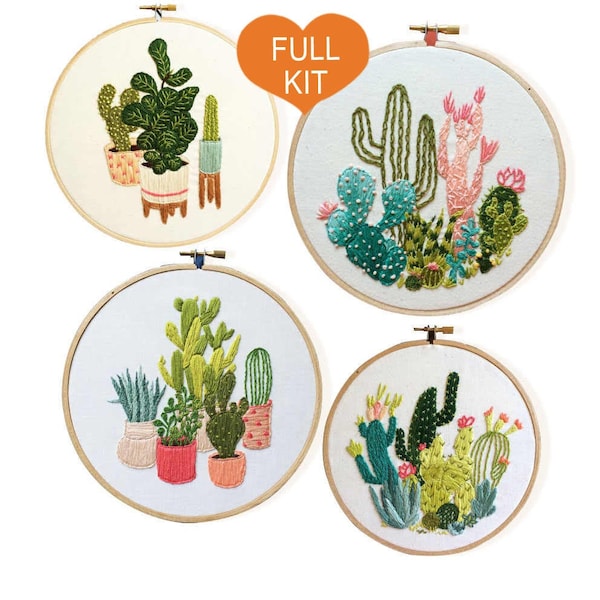 Embroidery Kit Beginner, embroidery kit cacti, cactus embroidery kit, diy Kit Embroidery, diy Kit adult