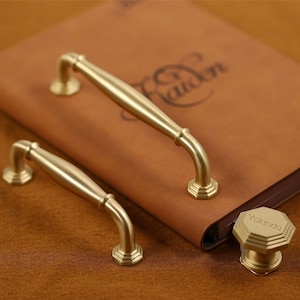 Achteckige Messing Schrankgriffe Knauf Knäufe, matte Messingschublade Knäufe Knäufe, DIY laser gravierte Knäufe