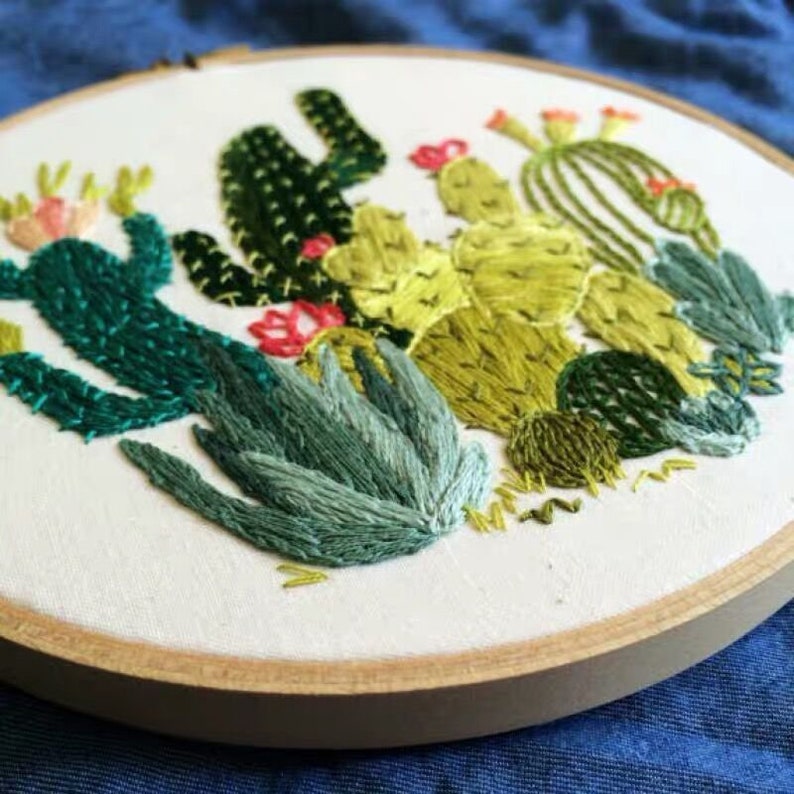 Embroidery Kit Beginner, embroidery kit cacti, cactus embroidery kit, diy Kit Embroidery, diy Kit adult image 7
