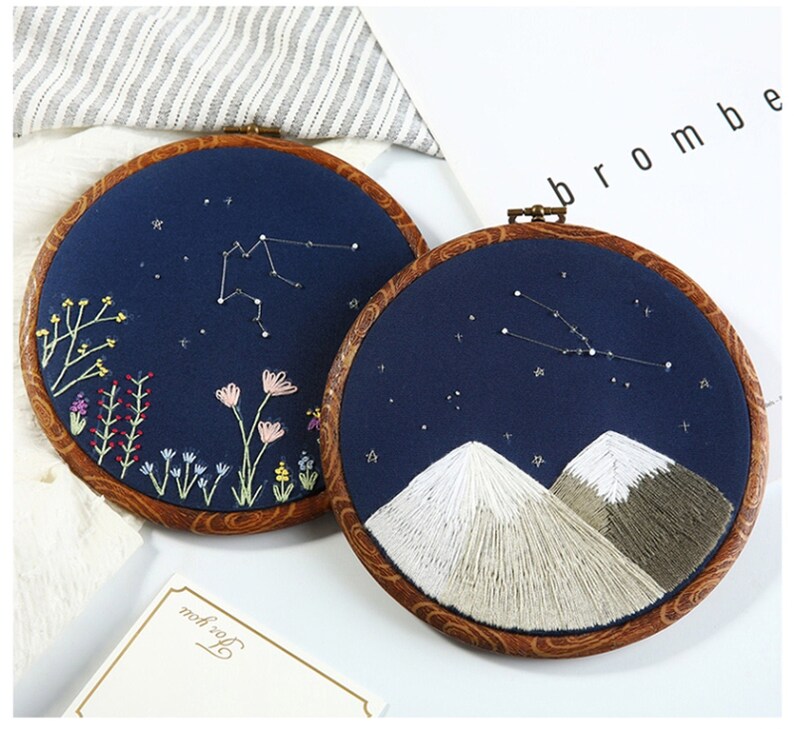 Embroidery Kit Beginner Embroidery Kit Mountain Diy Kit Etsy