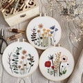 Embroidery Kit Beginner, embroidery kit floral, botanical herb embroidery kit, diy Kit Embroidery, diy Kit adult