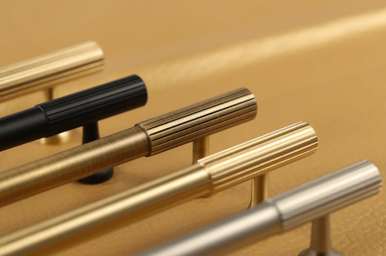 Aged Brass Cabinet Handles Pull, Gold striped Brass Door Handles,Drawer Pulls Knobs Handles,Wardrobe Knob handle pull,DIY Furniture Hardware image 4