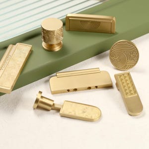 Sea Brass Drawer Handles Pulls, Engraved Brass Cabinet Pulls Knobs Handles, DIY laser engraved Rainbow Wardrobe Door Knob handle pull