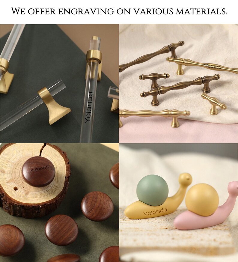 Solid Brass Drawer Knobs Pulls Gold Dresser Knobs Hexagon Brass Cabinet pulls handle Kitchen Handles DIY laser engraved Wardrobe handle pull image 4