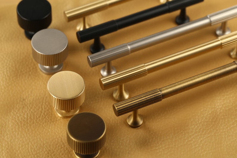Aged Brass Cabinet Handles Pull, Gold striped Brass Door Handles,Drawer Pulls Knobs Handles,Wardrobe Knob handle pull,DIY Furniture Hardware image 9
