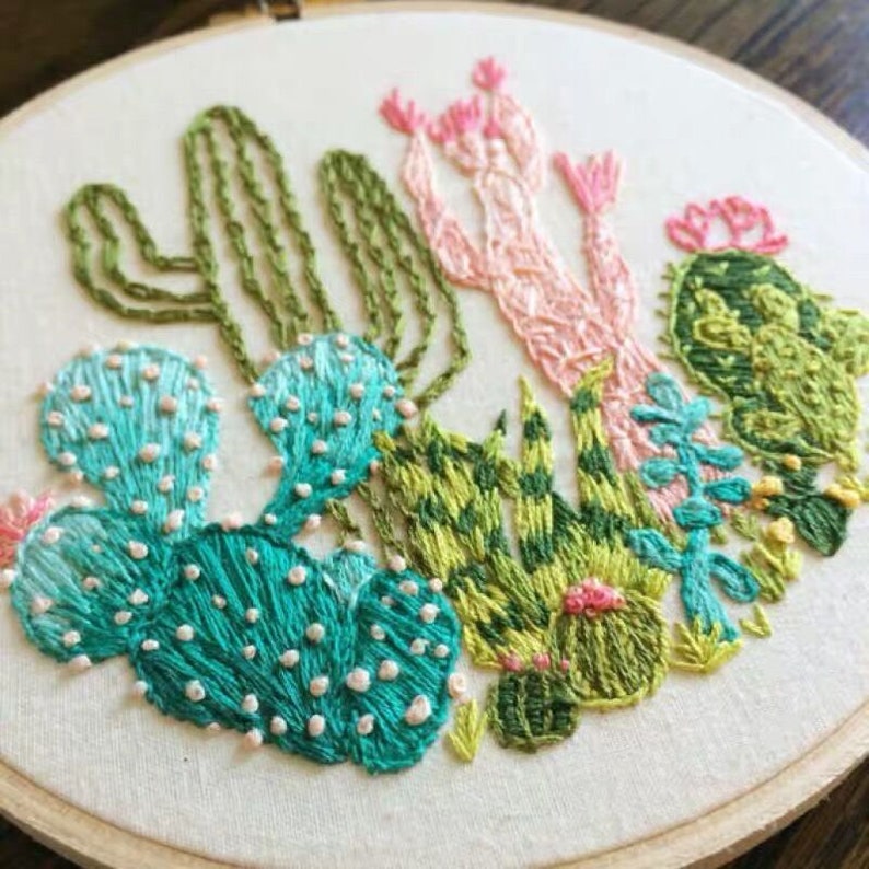 Embroidery Kit Beginner, embroidery kit cacti, cactus embroidery kit, diy Kit Embroidery, diy Kit adult image 9