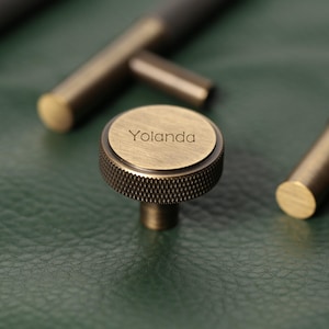 Knurled Gold Brass Drawer Handles Pull Knobs Antique Brass Cabinet Pulls Knobs Handles DIY laser engraved Wardrobe Door Knob handle pull