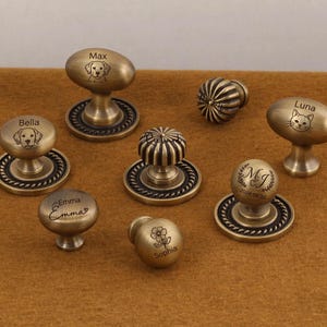 Custom laser engraved Victorian Antique brass Cabinet Handles knobs, Vintage Brass Drawer Cupboard Wardrobe Knob handles pulls Villa
