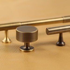 Aged Brass Cabinet Handles Pull, Gold striped Brass Door Handles,Drawer Pulls Knobs Handles,Wardrobe Knob handle pull,DIY Furniture Hardware image 3
