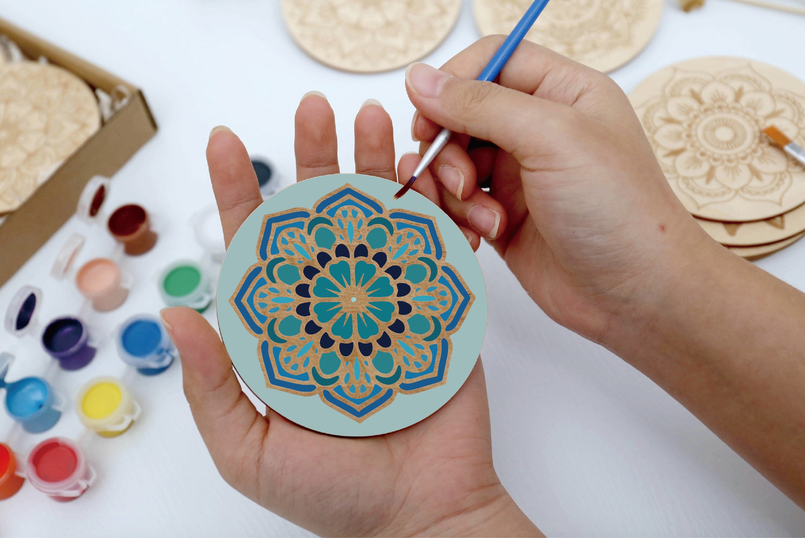 Mandalas painting kit wooden coaster paint kits for adults Etsy