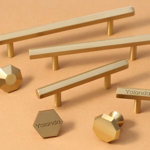 Hexagon Brass Cabinet pulls handle Solid Brass Drawer Knobs Pulls laser engraved Gold Dresser Knobs Kitchen Handles Wardrobe handle pull