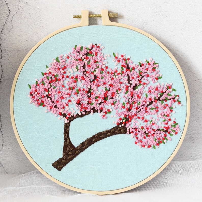 Diy Kit embroidery beginner cherry blossom tree embroidery Etsy
