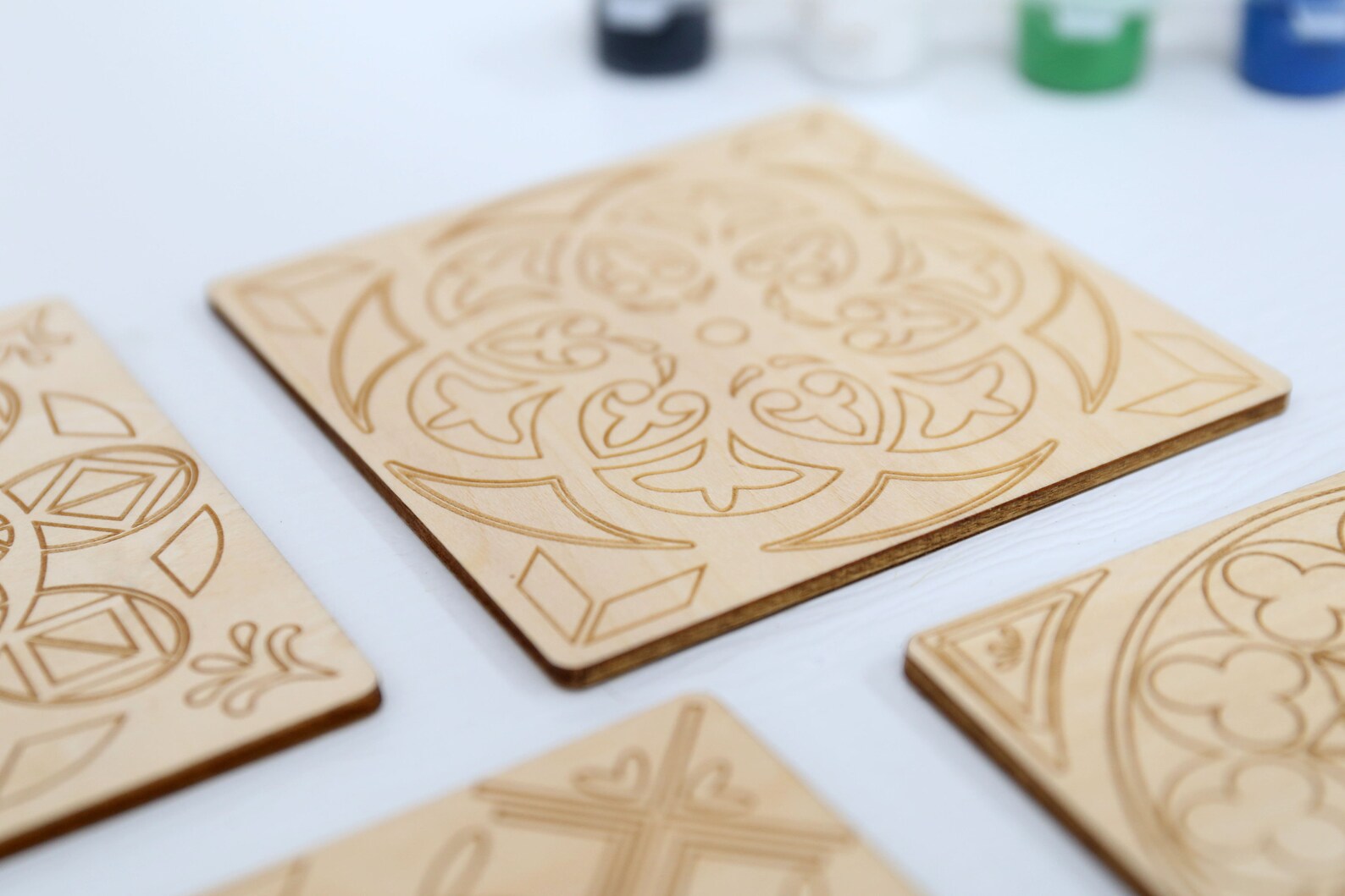 Tile Painting Kit Wooden Coaster Paint Kits for Adults Diy Etsy