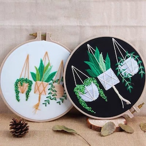 Kit de broderie succulente pour débutant, kit de broderie plantes, kit de broderie succulente, fête des mères, kit de bricolage adulte, fête des mères YP005