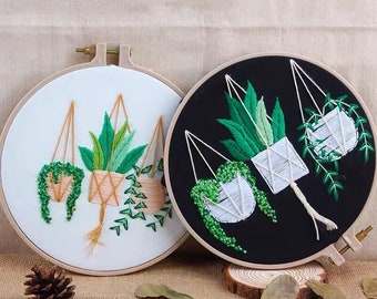 Succulent Embroidery Kit For Beginner, embroidery kit plants, succulent embroidery kit, Mothers Day, diy Kit adult, Mothers Day YP005