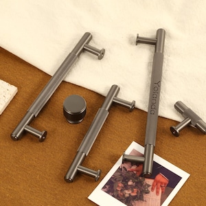 Perle schwarze Schrankgriffe Knöpfe, dunkelgraue ausgekleidete Kommode Runde Messing Schubladengriffe Knäufe Laser gravierte Schrank-Garderobe Knäufe Griffe