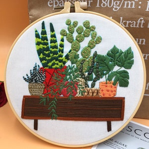 Stickerei Kit Anfänger, diy kit Stickerei Pflanzen home, Monstera Stickerei Kit, diy Kit Embroidery, diy Kit Erwachsene YP100