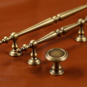 Tiradores de armario de latón antiguo, tiradores de armario de cajón de latón envejecido grabados con láser, tiradores de armario de latón vintage