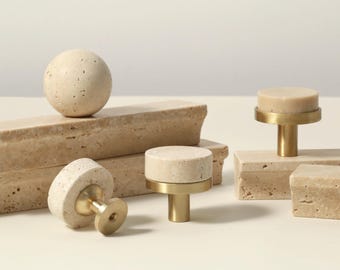Nordic Travertine brass Cabinet Drawer knobs handles pulls Natural Stones Cupboard Wardrobe knobs handles Wardrobe dresser knobs Hardware