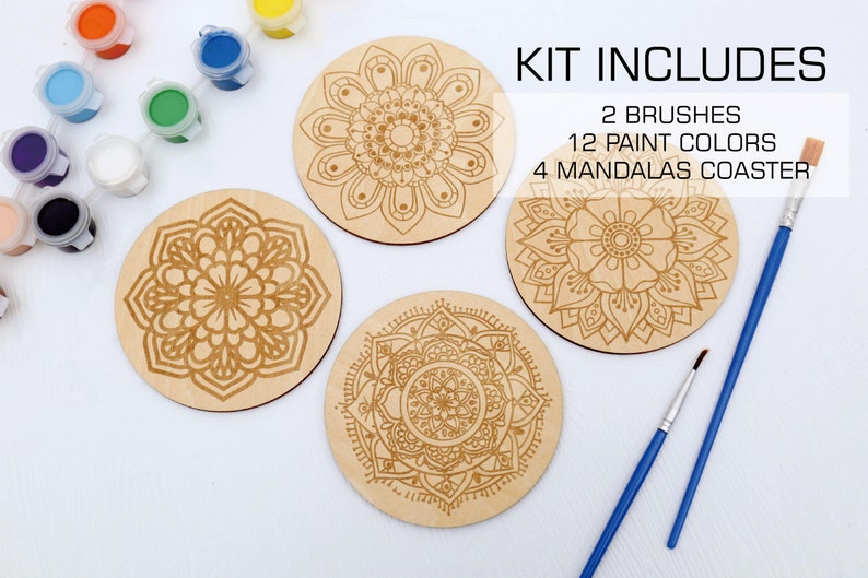 Mandalas painting kit wooden coaster paint kits for adults Etsy
