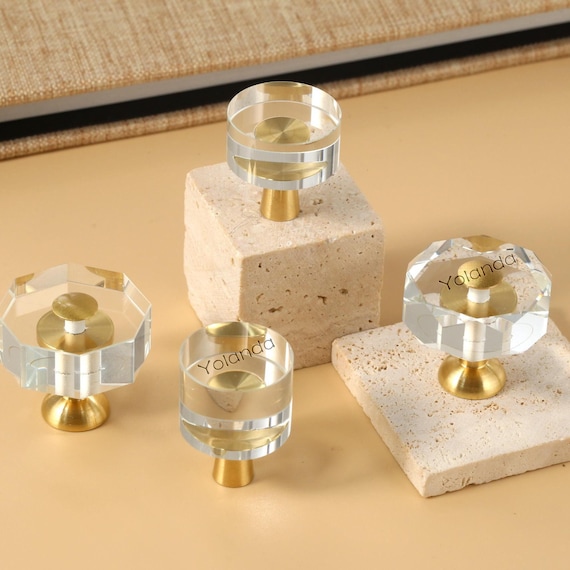 Clear Acrylic Brass Drawer Knobs Handles, Acrylic Dresser Knob Pulls, Laser  Engraved Crystal Round Cabinet Knob Cupboard Wardrobe Knobs - Etsy