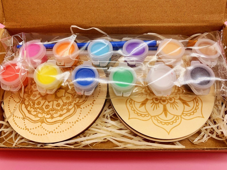 Mandalas Painting Kit Wooden Coaster Paint Kits for Adults Etsy