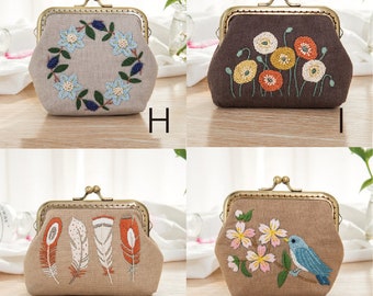 Embroidery Coin Purse Kit Embroidery Chinese Lovely Floral